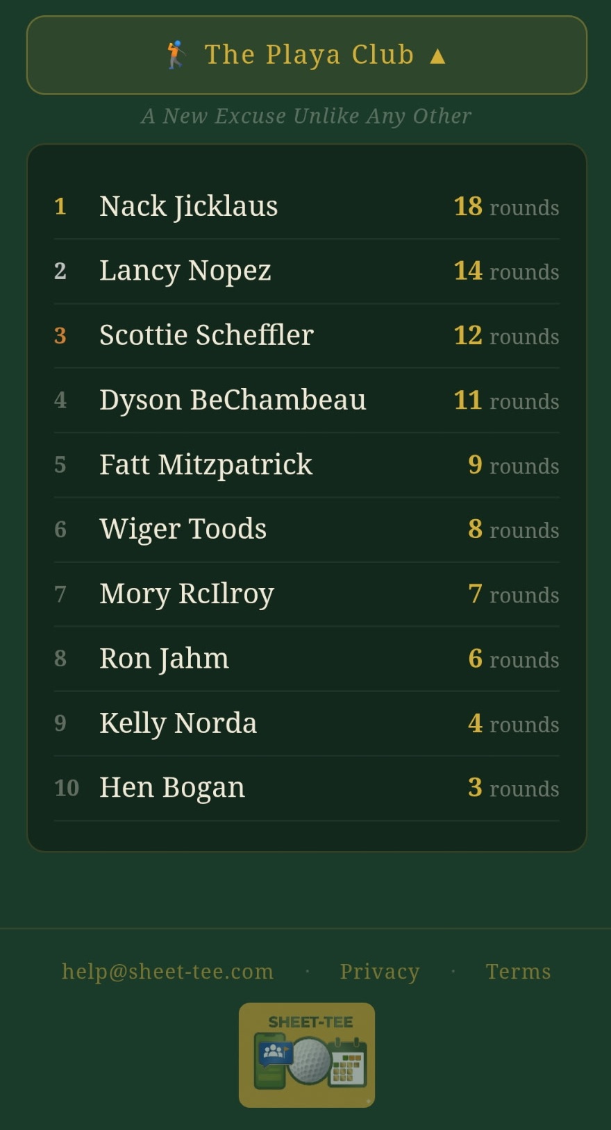 Sheet-Tee Playa Club